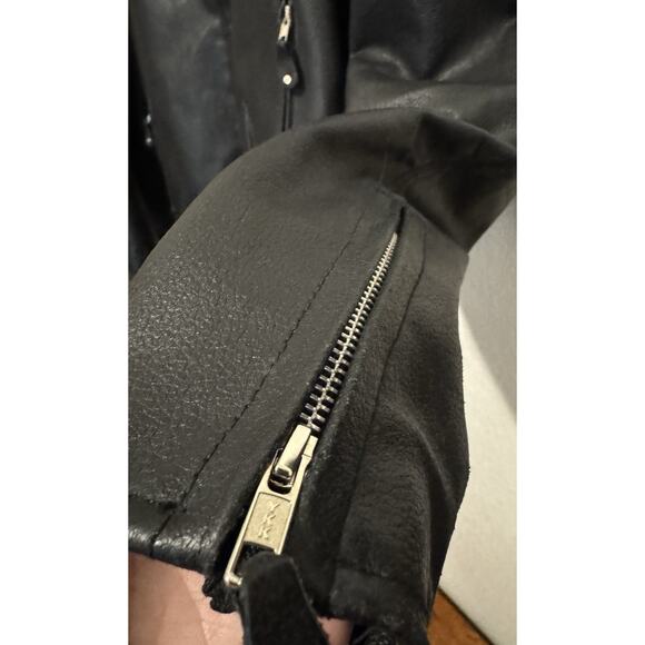 Vintage Y2K Wild Wear Genuine Leather Zip Out Liner Black Moto Jacket XL - Picture 5 of 13